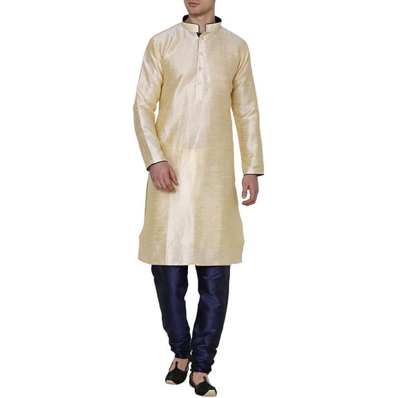 Royal Kurta Men's Cotton Silk Asymmetric Kurta (pl,=134_Gold_44)