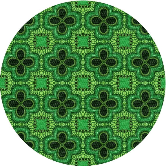 Ahgly Company Indoor Round Patterned Deep Emerald Green Area Rugs, 8' Round