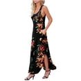 thumbnail image 4 of Robes Formelles et de Soirée Économies d'Été! Aqestyerly Robe Longue Sans Manches à Col Rond Imprimé pour Femmes Robes Maxi d'Été avec Poche, 4 of 6