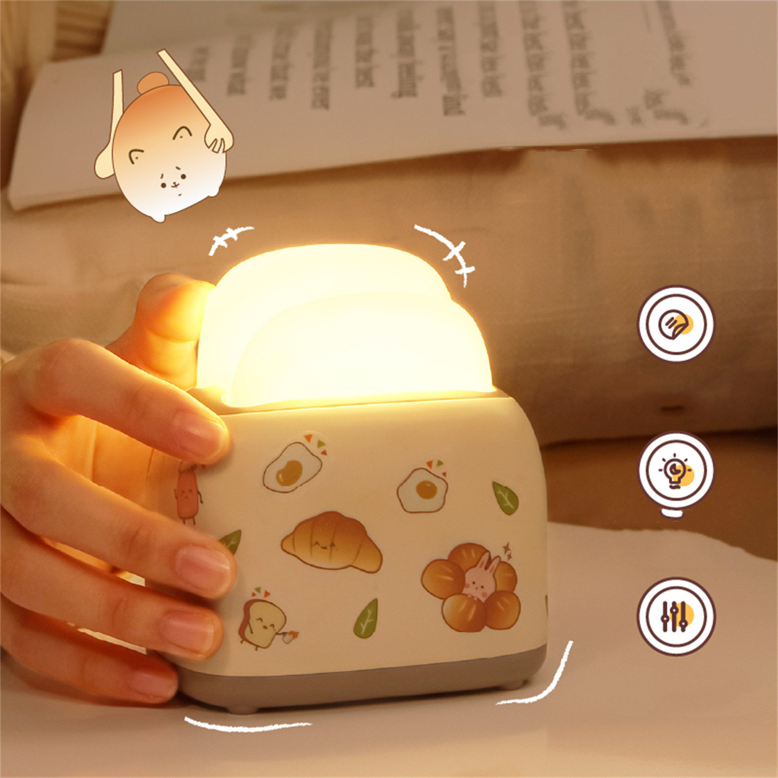 Brondbend Christmas Gift Cute Night Light Toast Bread LED Night lamp ...