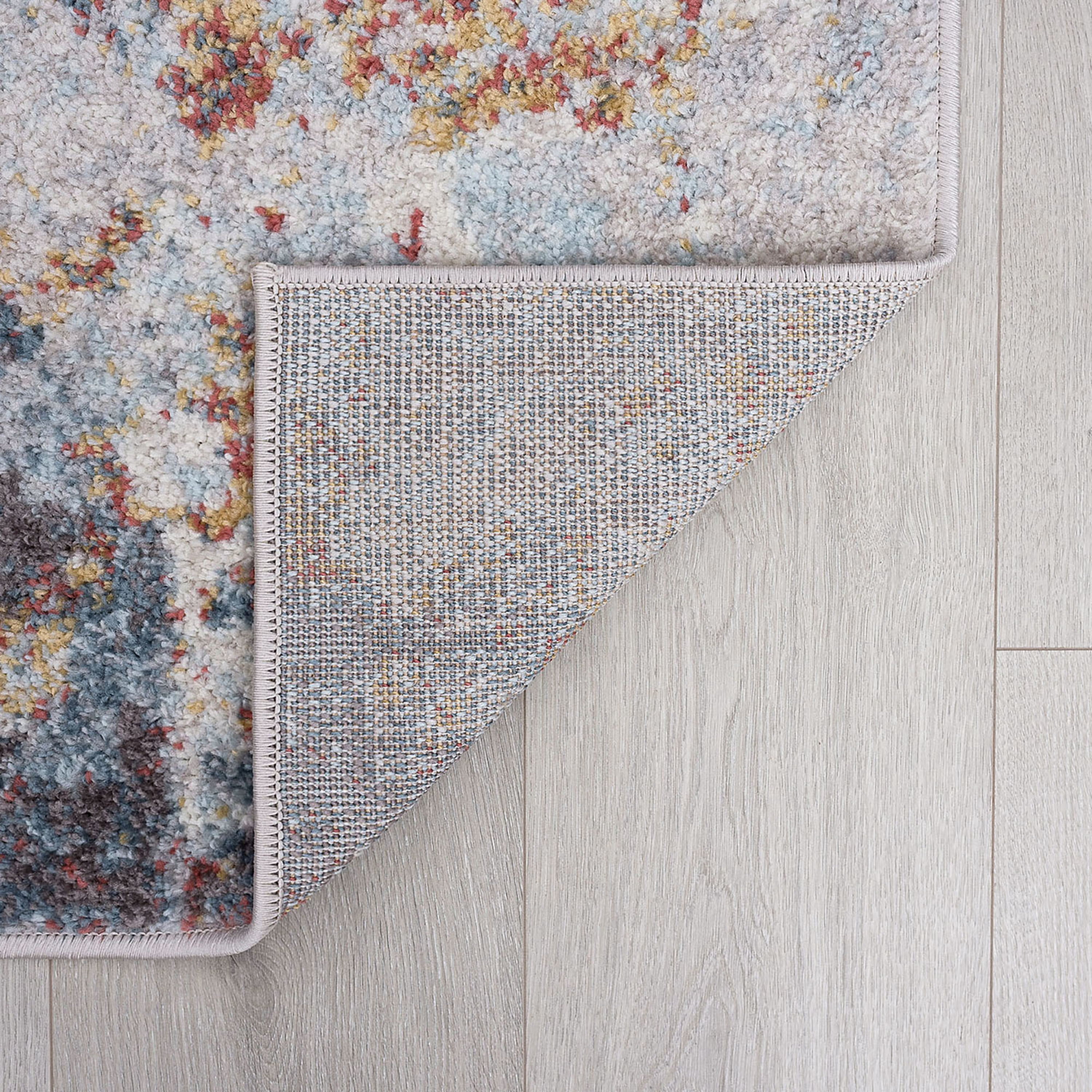 Contemporary 9x12 Area Rug (8'9'' x 12'2'') Abstract Cream, Blue Living Room Easy to Clean