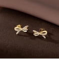 thumbnail image 3 of Sterling Silver Small Bow Stud Earrings for Women Teens CZ Bow Stud Earrings Small Ribbon Earrings, 3 of 10
