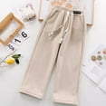 thumbnail image 4 of Kids Clothes Girls Casual Corduroy Wide Leg Sweatpants Elastic Waist Joggers Pants with Drawstring Size 5-15, 4 of 6
