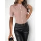 thumbnail image 4 of Camisas de Corta para Mujer, Blusas Abotonadas, Blusas Informales Texturizadas de Verano. Gris Rosado Pálido L, 4 of 8