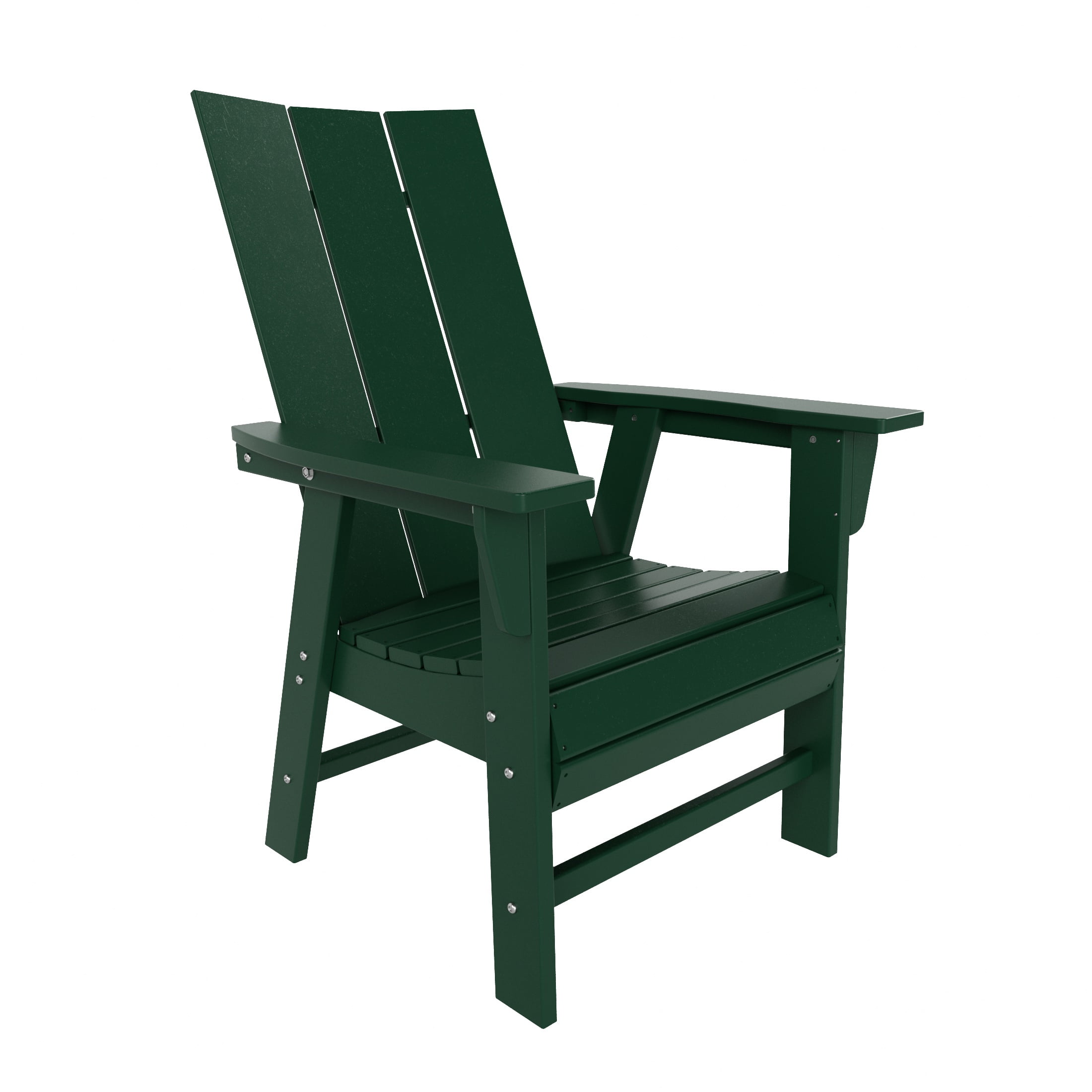 WestinTrends Ashore 5 Pieces Adirondack Outdoor Dining Set, All Weather Poly Lumber Slatted Modern Farmhouse Patio Furniture Set, 47" Trestle Round Table and 4 Adirondack Dining Chair, Dark Green
