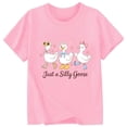 thumbnail image 3 of Hihipz Toddler Girls Graphic Tee Cartoon Goose Print Short Sleeve Summer Crewneck Soft Daily Casual T-Shirt, 3 of 3