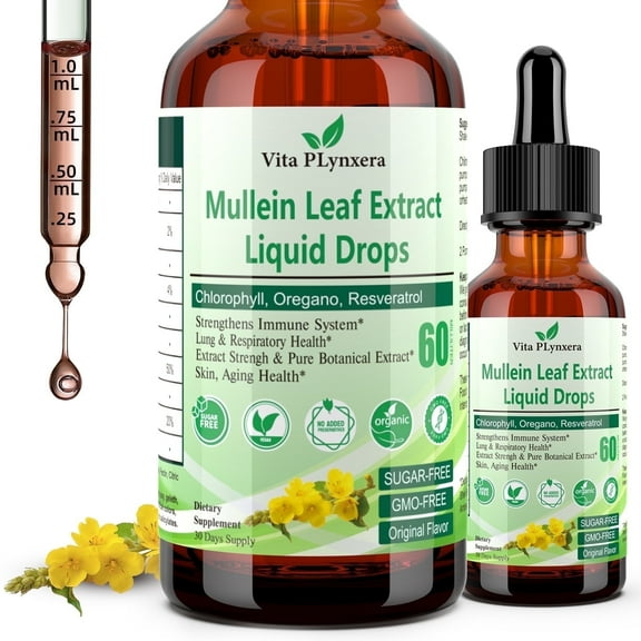 Vita PLynxera Mullein Leaf Extract Liquid Drops, Aging Health* Original Flavor, 2 fl/oz
