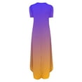 thumbnail image 5 of Ayolanni V-Neck Work Dresses for Women Vacation Purple Ombre Short Sleeve Maxi Dresses Summer Dresses for Teen Girls L, 5 of 5