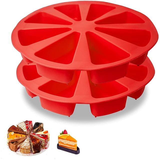moldes de silicona para pasteles, molde triangular de 8 cavidades para pizza, diámetro interno de 4 pulgadas, molde para pasteles para brownies, muffins, pastel de queso, pan de maíz, formas para