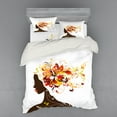 thumbnail image 2 of Floral Duvet Cover Set, Vibrant Colors Composition on the Head of a Female Silhouette, Bedding Set with Shams and Fitted Sheet, 3 Sizes, by Ambesonne, 2 of 3