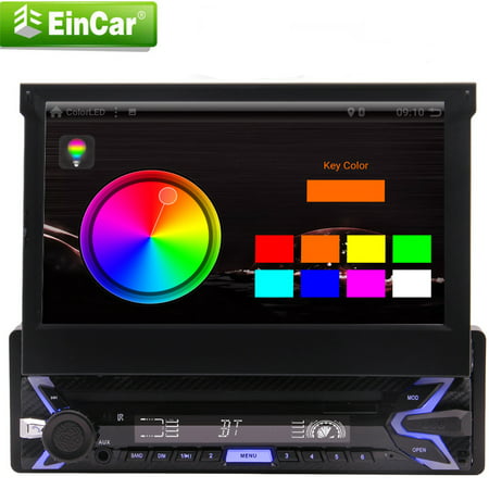 Eincar Car Stereo Single Din with 7 Inch Flip Out Touch Screen GPS Navigation free WiFi Android 9.0 Pie system Auto SD/USB for Universal Head Unit with Bluetooth WiFi USB/SD/AM/FM/MP5 Camera