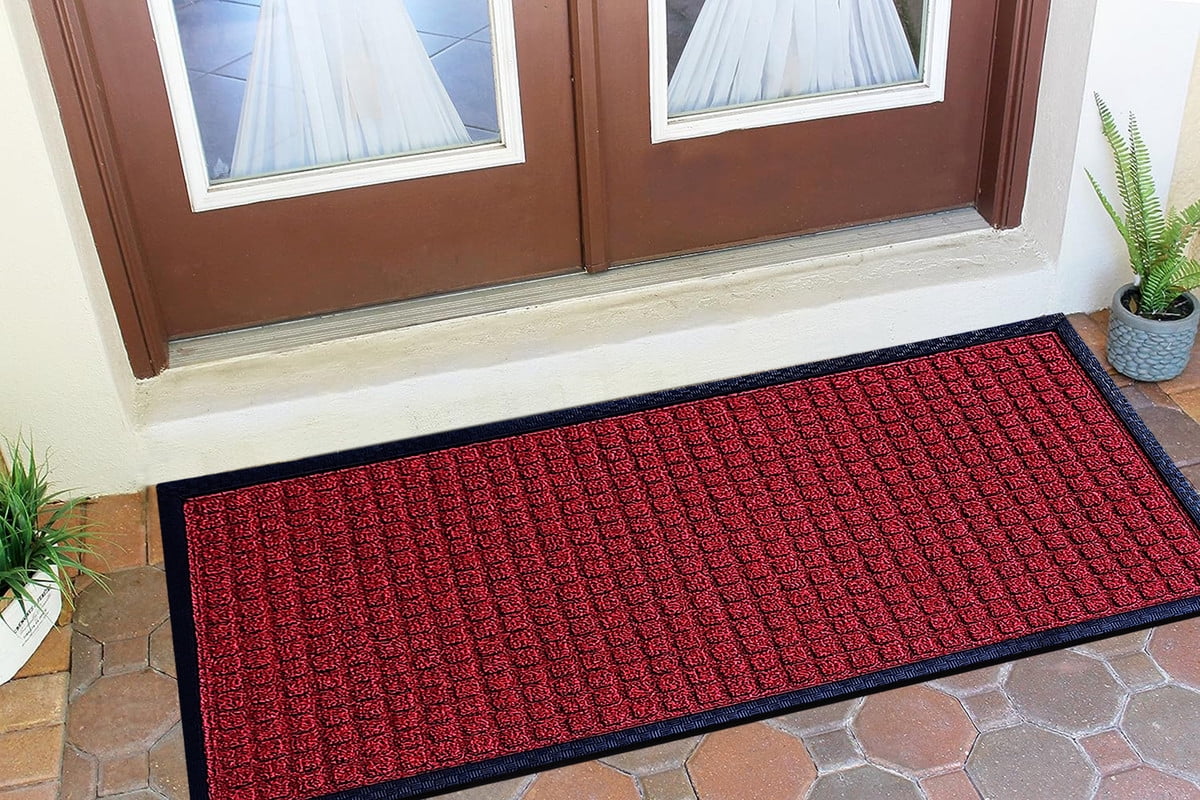 A1HC New Durable and Versatile Polypropylene Rubber Door Mat All Weather Inside Outside Door Mat Easy to Maintain for Front Entrance Back Doors, Patio, Garage All Commercial Places 47x71, Red Waffle