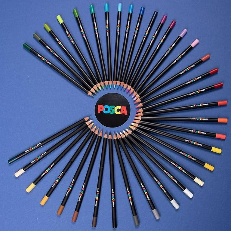 Posca Oil & Wax Based Pencil Pack with Extra Strength Tips, Innovative Artist Grade Pencils Have 36 Highly Pigmented Colors, Achieve Increased