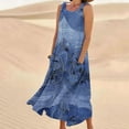 thumbnail image 2 of Uaswgudfs ​Summer Dresses for Women 2025 Sleeveless Flowy Maxi – Round Neck Casual Sundress with Pockets for Summer Blue L, 2 of 5
