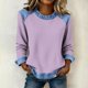 thumbnail image 3 of Camisetas de Manga Larga para las Mujeres Loose Fit Color Sólido Blusa de Cuello Redondo Top Suave Casual, 3 of 6