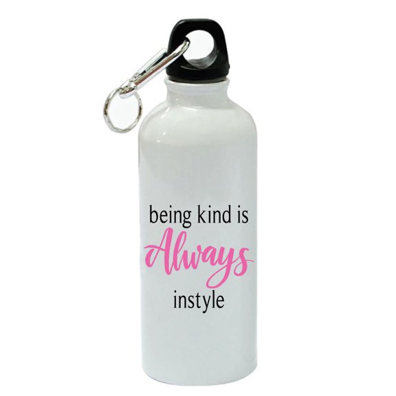 Being Kind Is Always Instyle White Aluminum Sports 20 oz Water Bottle