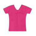 thumbnail image 6 of Acaics Girls Short Sleeve Ruched V Neck Basic T-Shirt, Soft Stretch Solid Color Casual Summer Tee Top for Kids Girls 4 to 15 Years Old, 6 of 11
