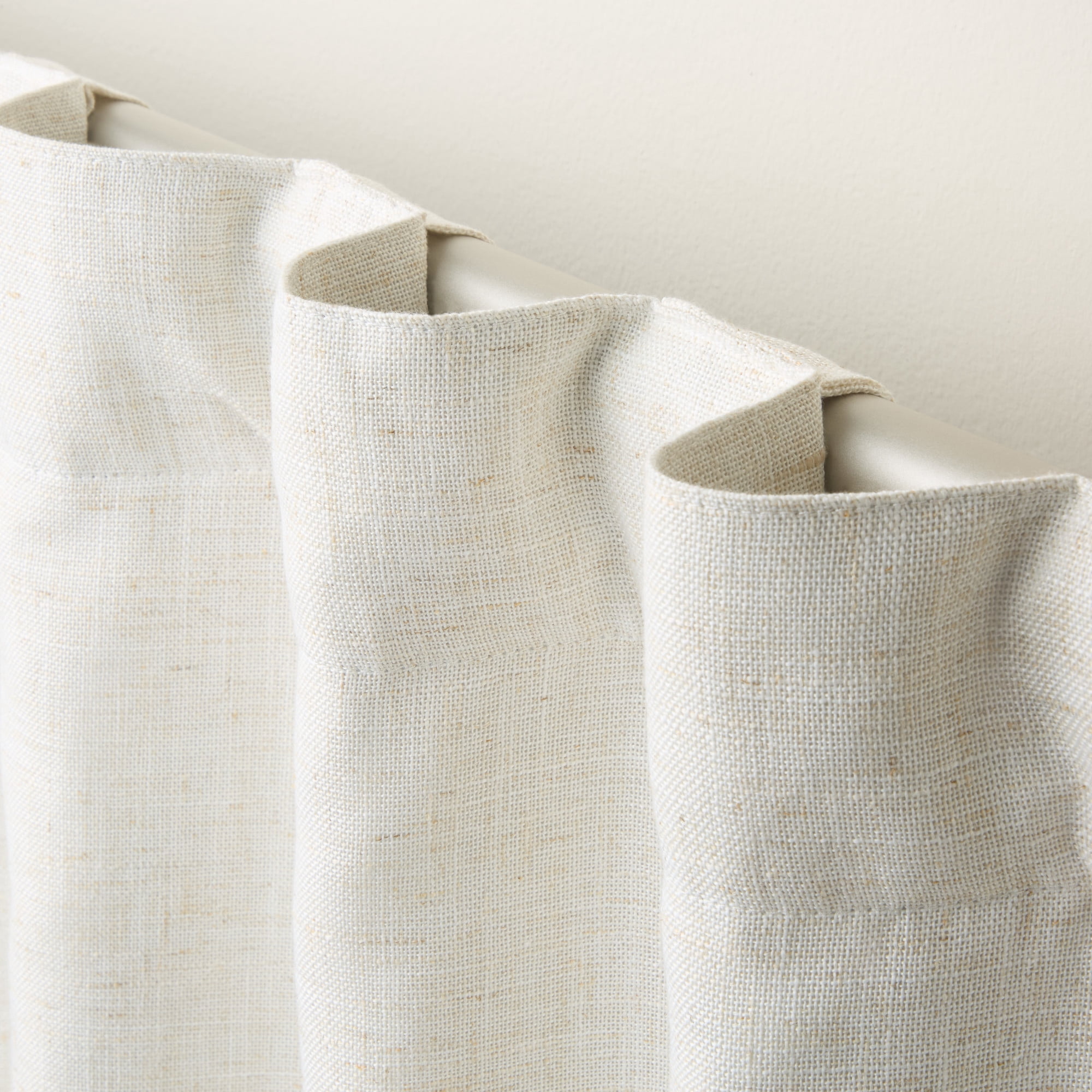 TOWN & COUNTRY LUXE Davos Solid Linen Texture Indoor Curtains, 100% Blackout with Energy Efficient Lining, Back Tab/Rod Pocket Top, 2-Pack Set, Natural Linen, 50"x84"