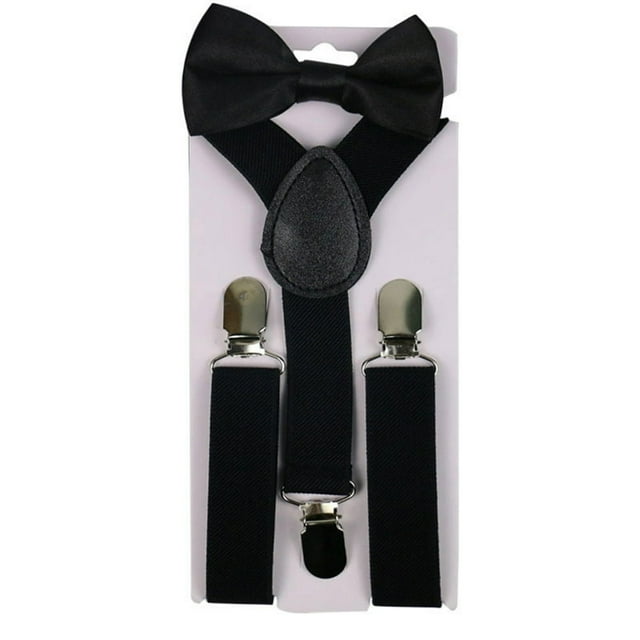 CNKOO 2 Pcs/Ensemble Bretelles Cravate Couleur Bonbon Forme Y Garçons Filles Bretelles Réglables Nœud Papillon pour Usage Quotidien