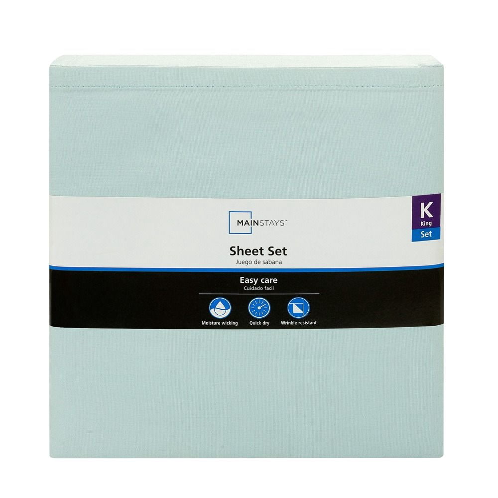 Teal, Cotton Rich Percale, King Sheet Set, Mainstays Easy Care 300 TC