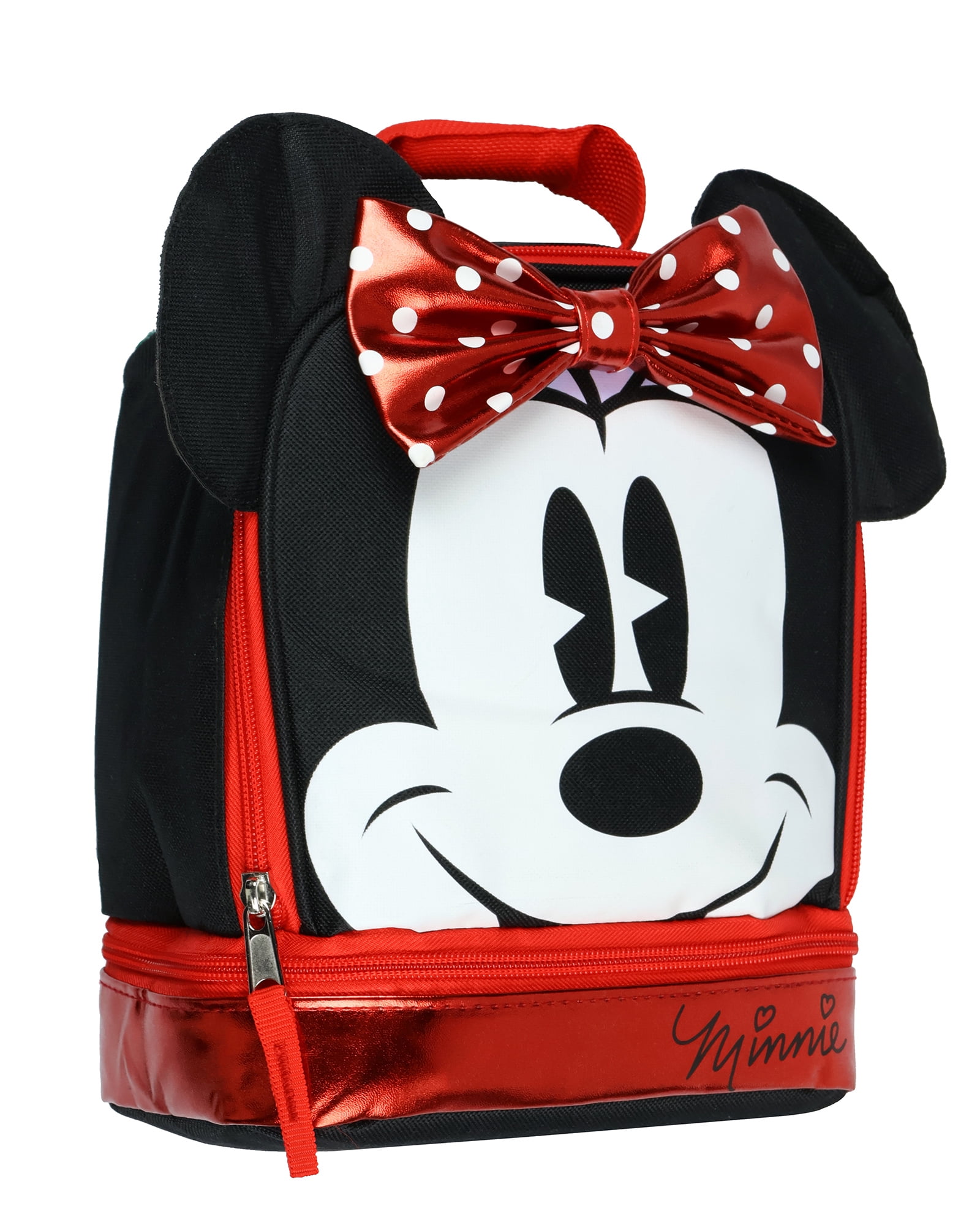 Minnie Mouse Lunch Box Minnie3D Metallic Design Dual Compartment Insulated Lunch Bag Tote 10"
