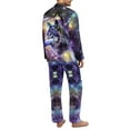 thumbnail image 4 of SEANATIVE Galaxy Wolf Pjs for Men 2 Piece Button Down Pajamas Set Long Sleeve Top and Pants Loungewear with Pockets Size 4XL Pajama House Wear Soft Sleepwear Pajamas, 4 of 6