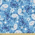 thumbnail image 1 of Spring Upholstery Fabric by the Yard, Nature Design Butterflies and Flowers Pattern, Decorative Fabric for DIY and Home Accents, Azure Blue Coral by Ambesonne, 1 of 5