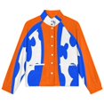thumbnail image 4 of Jackets for Women Winter Coat Jackets Flannel Stand Collar Jacket(Blue And Orange,Size:S-4XL), 4 of 7