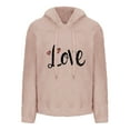 thumbnail image 3 of Womens Fleece Sweatshirts Cute LOVE Dog Claw Printed Hoodies Long Sleeve Sherpa Crewneck Velvet Hoodie Winter Warm Hooded Pullover Outwears with Pockets, 3 of 6