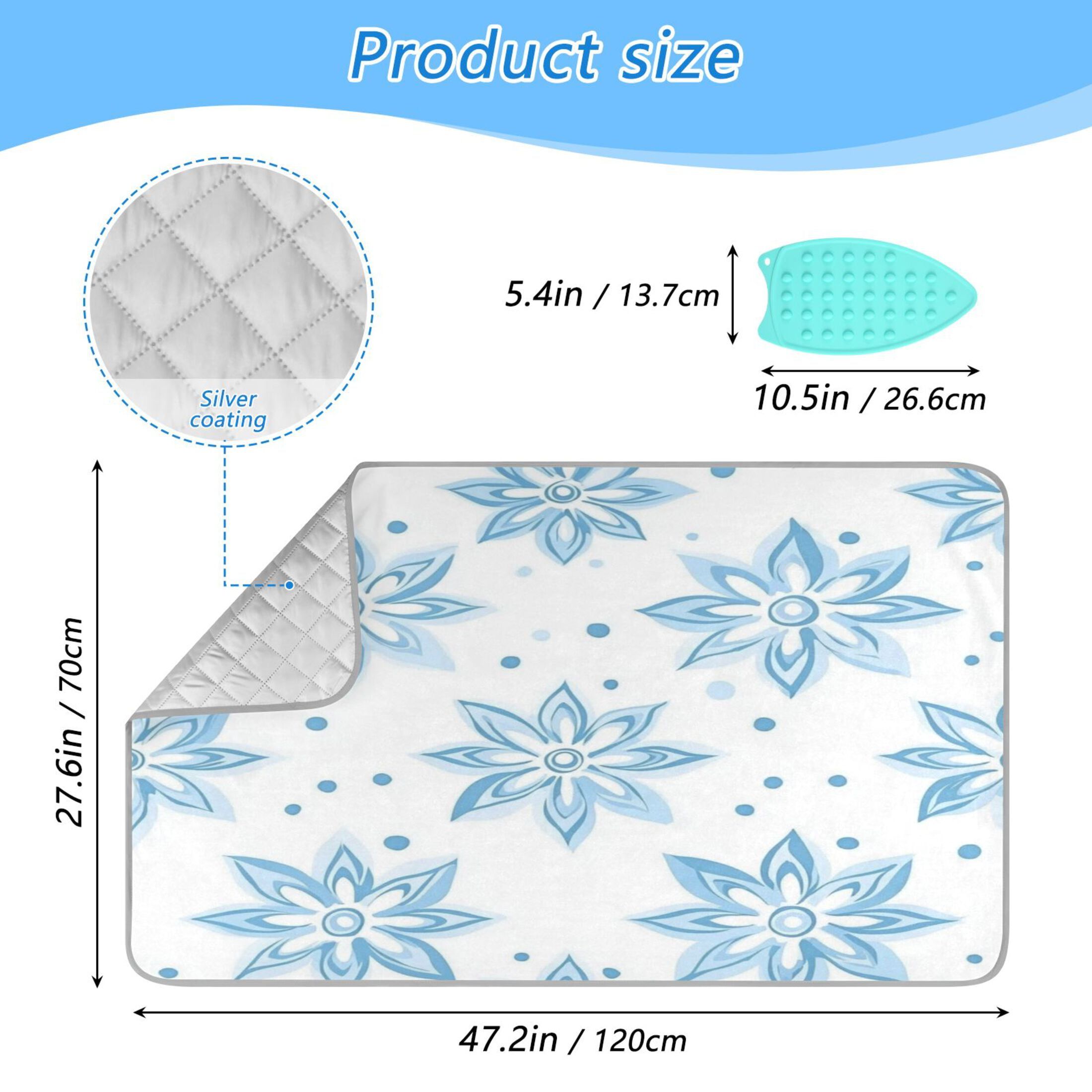Ironing Mat Portable Ironing Blanket for Table Top Travel Ironing Pad for Washer Dryer 27.6" x 47.2" Snowflake-like Flowers Pattern