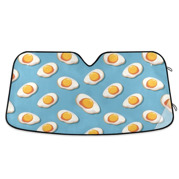 Fry Egg Pattern Car Windshield Sun Shade Foldable Car Front Window Visor Heat and UV Protection 53x23.5