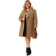 thumbnail image 3 of Women's Plus Size Notched Lapel Double Breasted Winter Long Coat Camel 1X, 3 of 6
