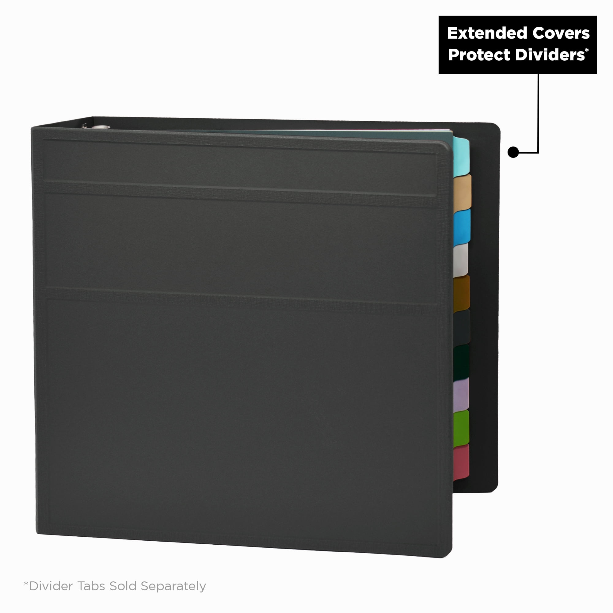 Carstens 4-Inch Heavy Duty 3-Ring Binder - Side Opening, Charcoal Gray