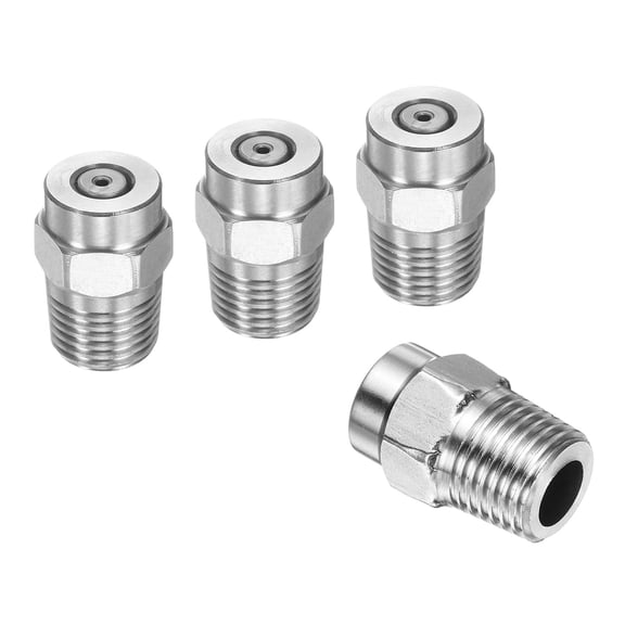 Uxcell 4pcs Surface Clean Tip 0 Degree 1/4 Inch NPT Male 1.449 Orifice 4000 PSI Stainless Steel Threaded Pressure Washer Spray Nozzles for Water gun Water Broom