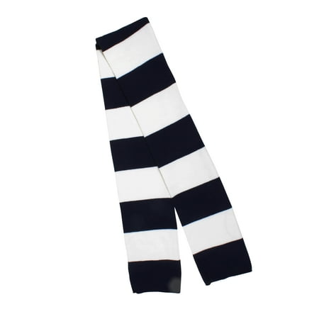 Scarf Pattern - Cozy Rugby Scarf w/ Bold Striped Pattern, Navy/White