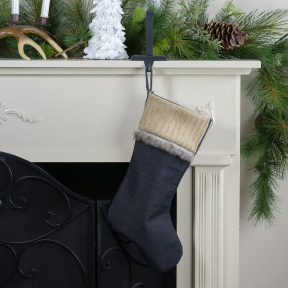 Northlight Burlap and Chambray Christmas Stocking - 20"