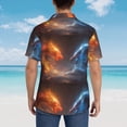 thumbnail image 4 of Gukieu Red And Blue Fire Dragon D Print Men's Short-sleeved Shirts, Button-down Lapel Hawaiian Shirts, T-shirts, Beach Vacation Summer Casual Wear,X-Large, 4 of 7