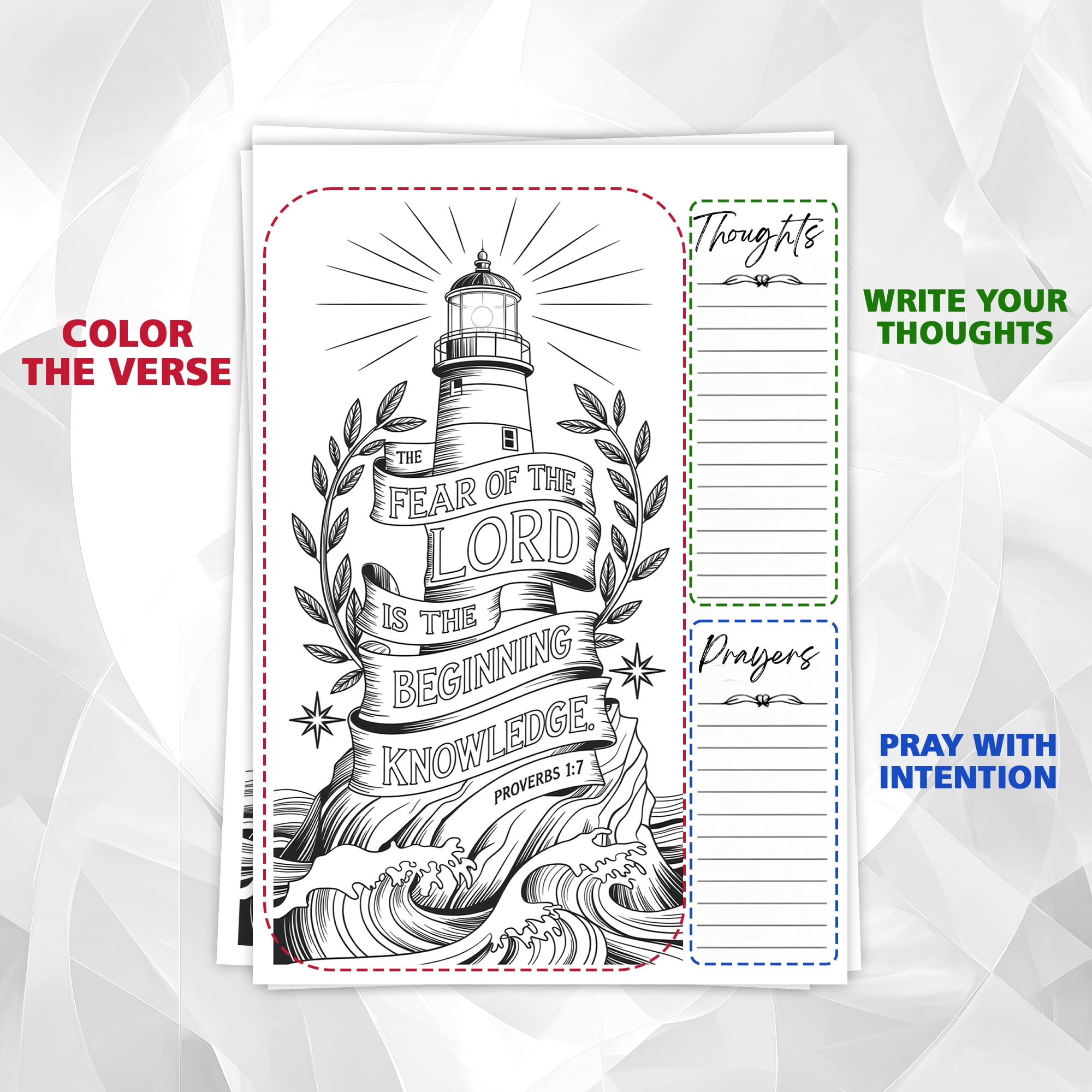 Proverbs Coloring Book for Adults, 30 Minimalist Scripture Art Pages with Reflection & Prayer Space, Spiral Bound, A4 or A5 Softcover or Wood Cover