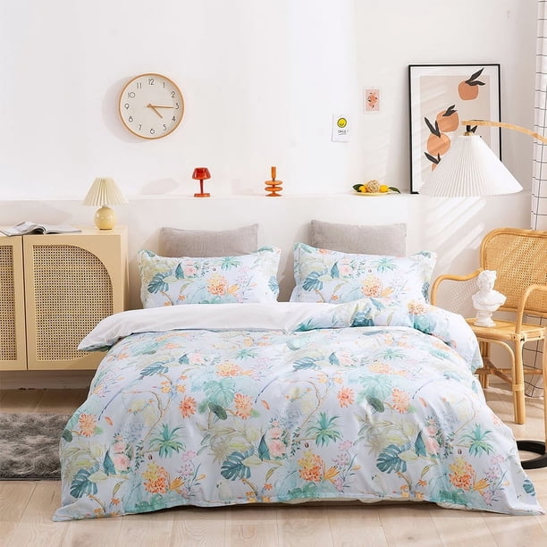 3D Hojas Floral Retro Patrón Funda de edredón Set Ropa de Cama Set Funda Nórdica