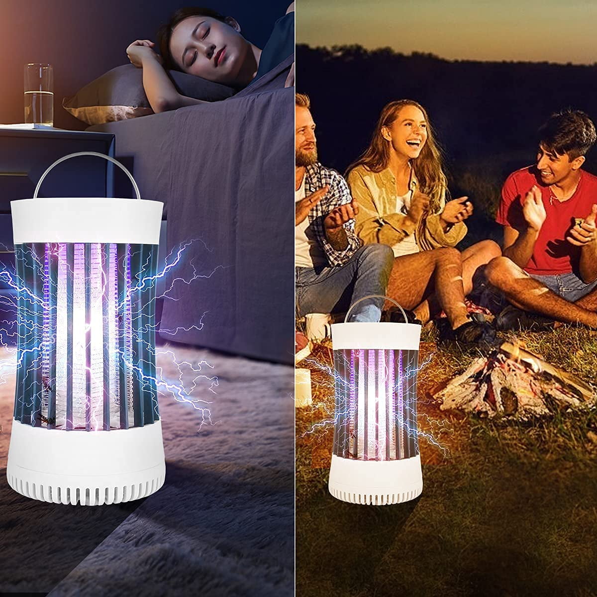 Bug Zapper, USB Rechargeable Indoor & Outdoor Mosquito Killer Trap Lamp Light with 2000mah Battery, Suction Fan, Electric Portable Mosquito Fly Zapper for Home, Camping, Gnats, Backyard, Patio