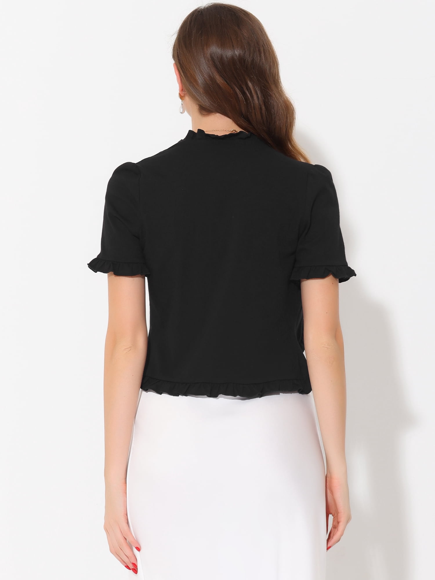 DARING DIVA Shrug Short Sleeve Formal Cropped Bolero L Black