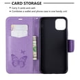 thumbnail image 6 of Allytech iPhone 11 Pro Max Case (6.5"), Slim Fit PU Leather Folio Butterfly Embossed Shockproof Wrist Hand Strap Flip Cards Holder Wallet Case TPU Back Cover for Apple iPhone 11 Pro Max, Violet, 6 of 8