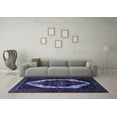 thumbnail image 3 of Ahgly Company Machine Washable Indoor Square Persian Blue Traditional Area Rugs, 5' Square, 3 of 4