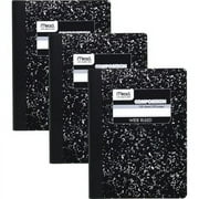 Mead Wide Ruled Comp Book - 100 Sheets - 100 Pages - Sewn - 9 3/4" x 7 1/2" - 9" x 7"0.5" - Black Marble Cover - Multiplication Table, Conversion Table, Reference Page - 3 / Pa | Bundle of 10 Packs