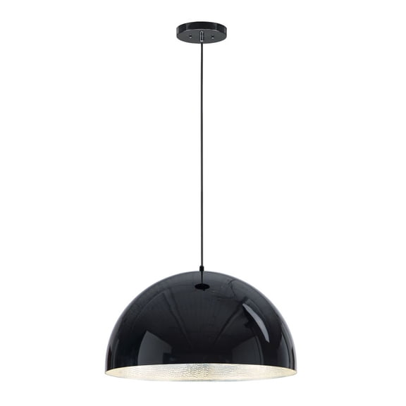 Hemisphere 1 - Light Gloss Black And Aluminum Black Modern - LED Aluminum Pendant Light