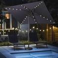 thumbnail image 4 of CozyHom 10*6.5ft Outdoor Patio Beach Umbrella With Solar LED Lightes, Tilt Adjustable Rectangle Sun Shade Umbrella Resistant Fabric, Dark Blue, 4 of 14