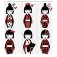 thumbnail image 3 of Ambesonne Ethnic Shower Curtain, Geisha Dolls Folkloric, 69"Wx75"L, Black Red, 3 of 5