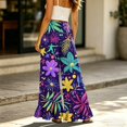 thumbnail image 6 of Sewkxo Womens Wide Leg Pants Drawstring Elastic High Waisted Ruffle Hem Palazzo Pants with Pockets,Purple L, 6 of 6
