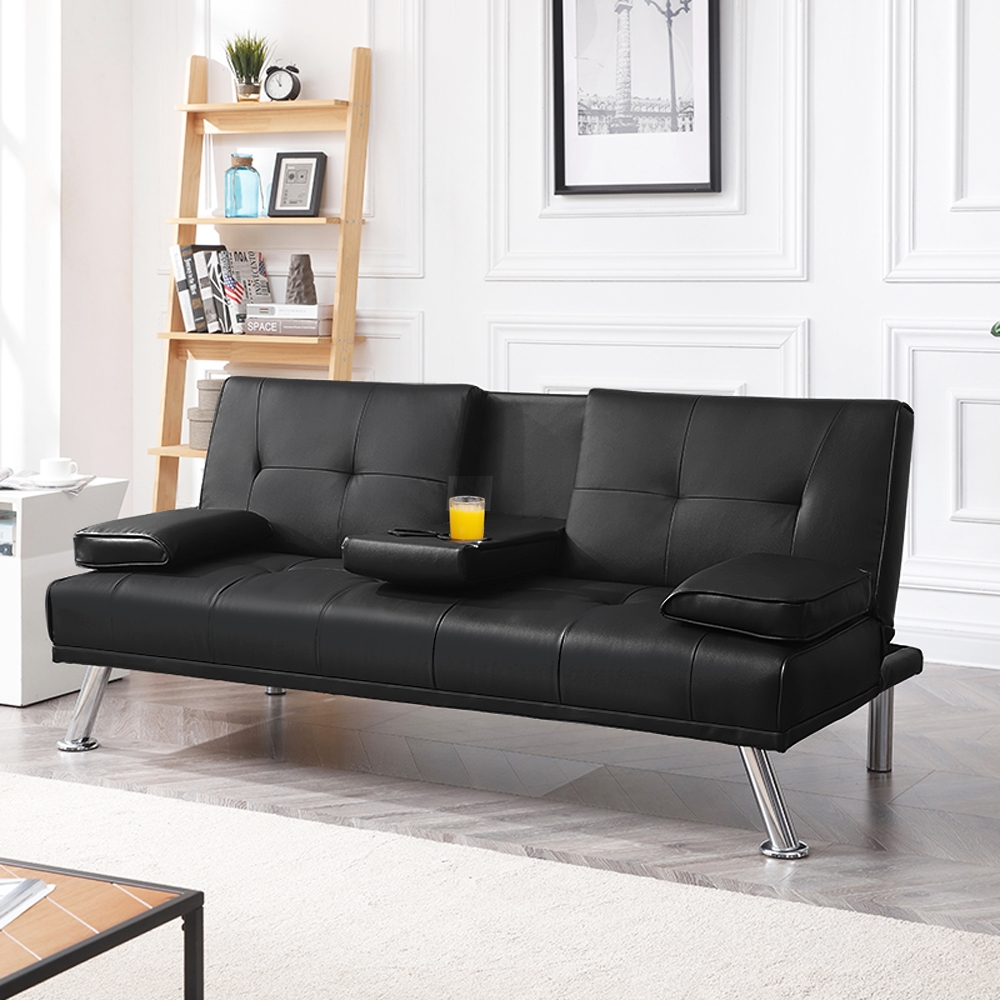Renwick Modern Faux Leather Futon, Black