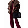 thumbnail image 2 of Female Faux Fur Coat Faux Fur Jacket Long Sleeve Lapel Furry Winter Jackets Parka Short Coat Chocolate Color XS, 2 of 8